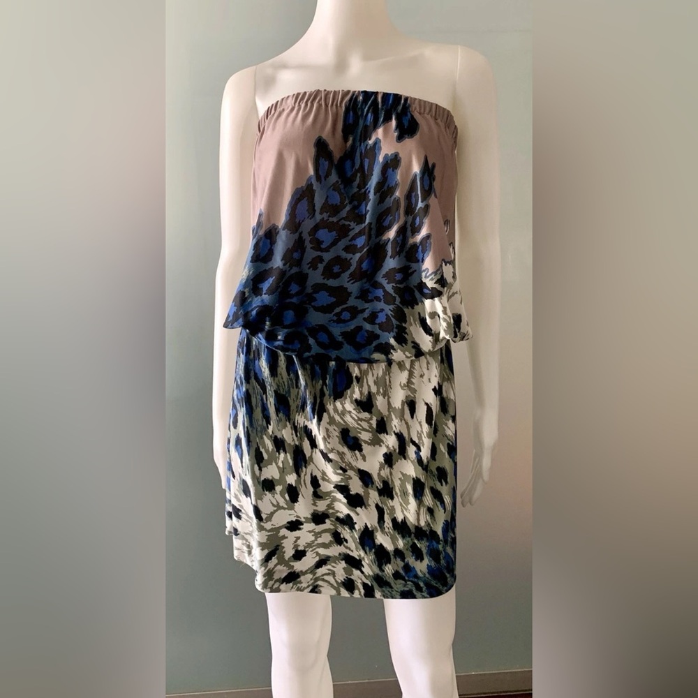 TIBI Silk Viscose Strapless Jersey Animal Print Dress S NEW Dress